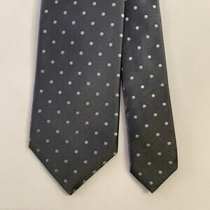 PRADA One Size Dark Blue Cream Polka Dot Silk Tie